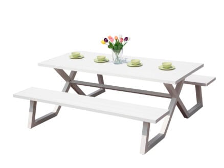Garden Plus King table de pique-nique 200x189 cm blanc 1