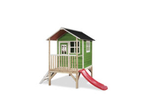 Exit Toys Loft 300 speelhuisje groen + glijbaan rood