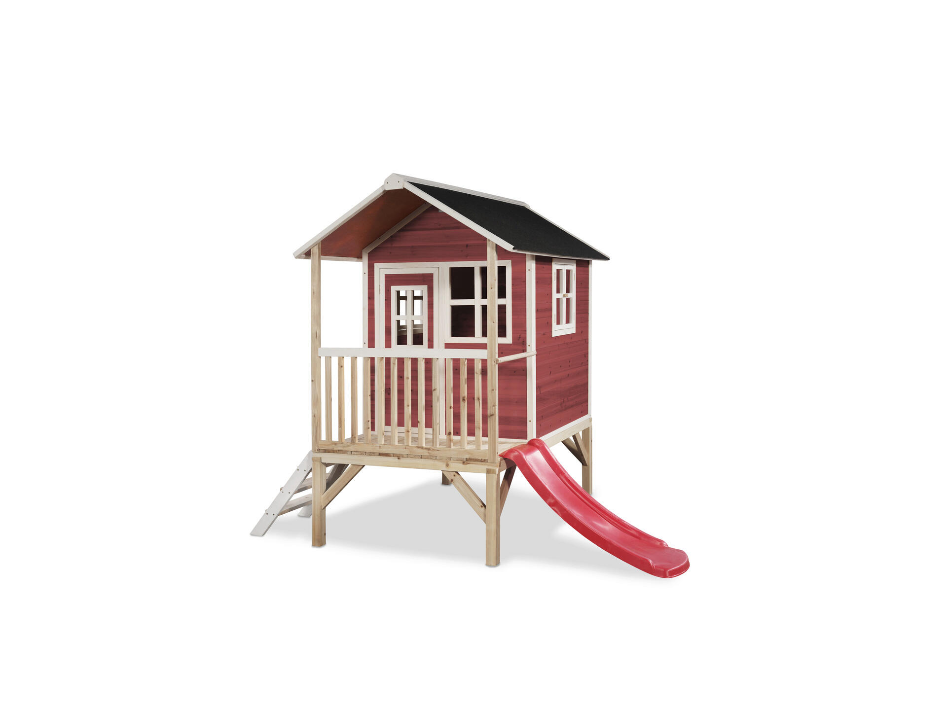 Exit Toys Loft 300 speelhuisje rood + glijbaan rood
