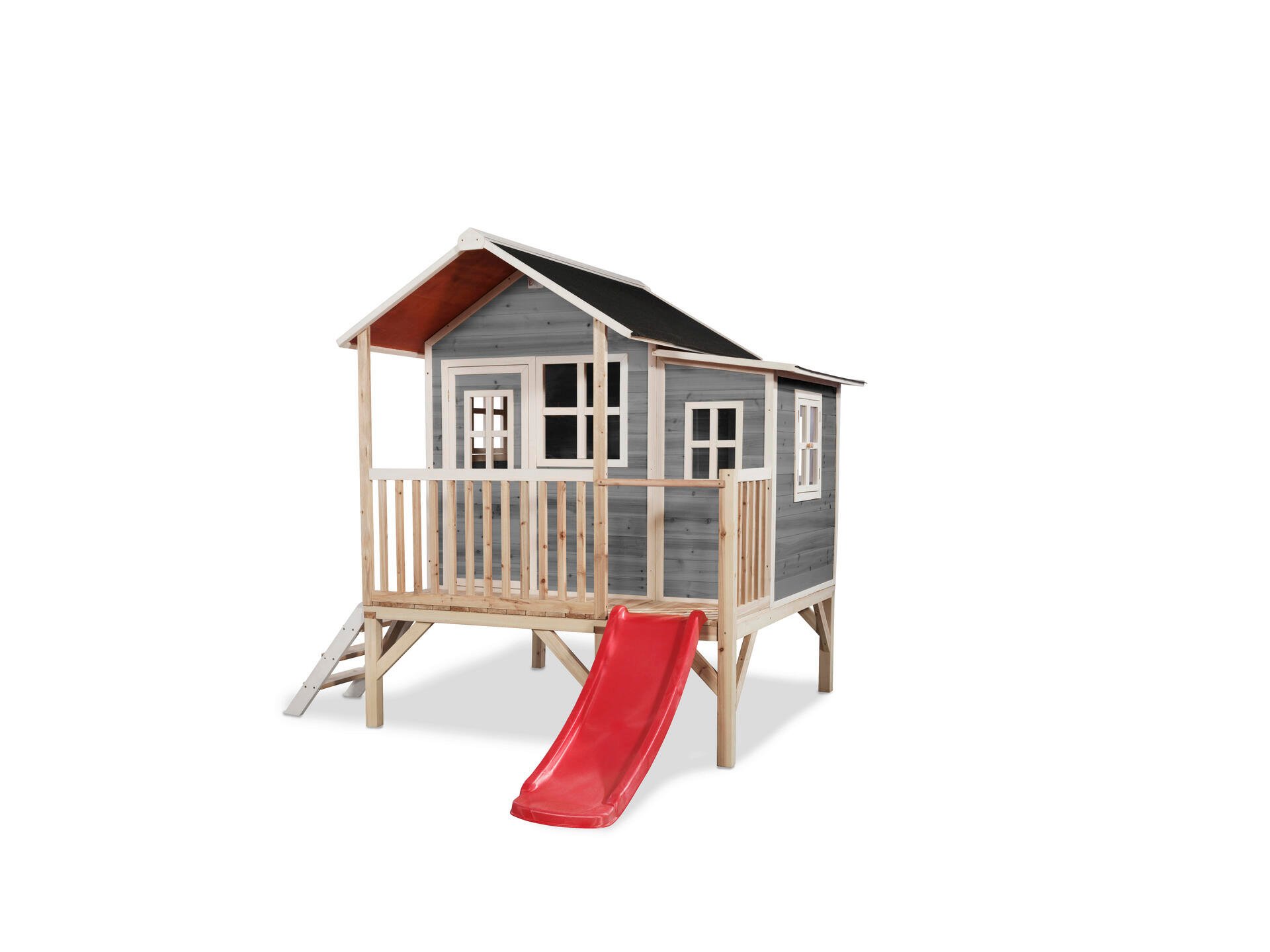 Exit Toys Loft 350 speelhuisje grijs + glijbaan rood