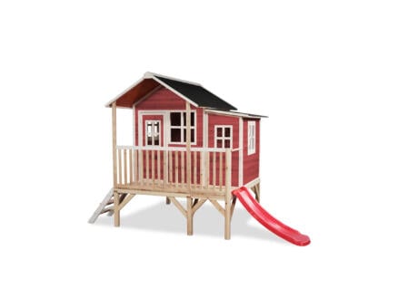 Exit Toys Loft 350 speelhuisje rood + glijbaan rood 1
