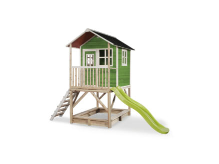 Exit Toys Loft 500 maisonnette vert + toboggan vert 1