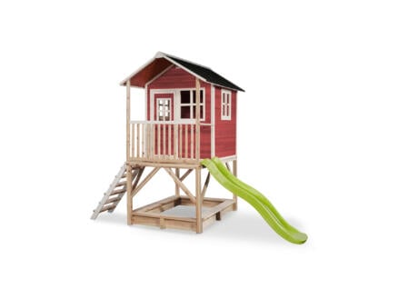 Exit Toys Loft 500 speelhuisje rood + glijbaan groen 1