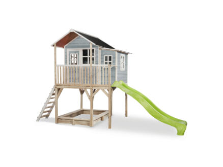 Exit Toys Loft 750 speelhuisje blauw + glijbaan groen 1