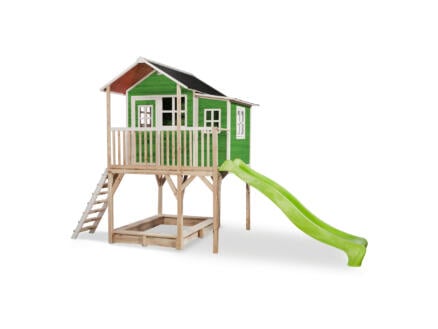 Exit Toys Loft 750 speelhuisje groen + glijbaan groen 1