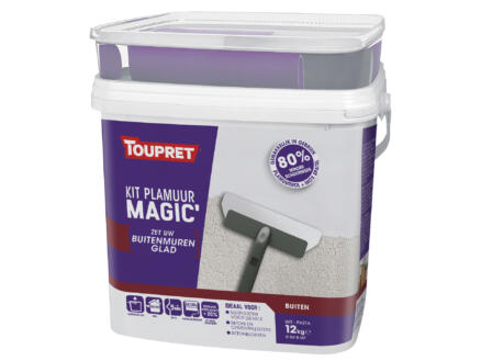 Toupret Magic' plamuur buitenmuren 12kg + plamuurrol en plamuurmes