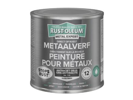 Rust-oleum Metal Expert metaalverf hoogglans op waterbasis 250ml antracietgrijs 1