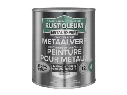 Rust-oleum Metal Expert metaalverf hoogglans op waterbasis 750ml antracietgrijs 1