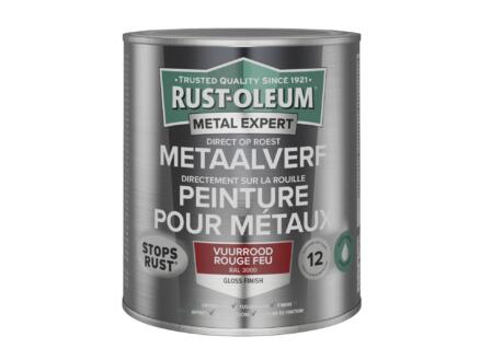 Rust-oleum Metal Expert metaalverf hoogglans op waterbasis 750ml vuurrood 1