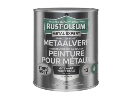 Rust-oleum Metal Expert metaalverf hoogglans op waterbasis 750ml zwart 1
