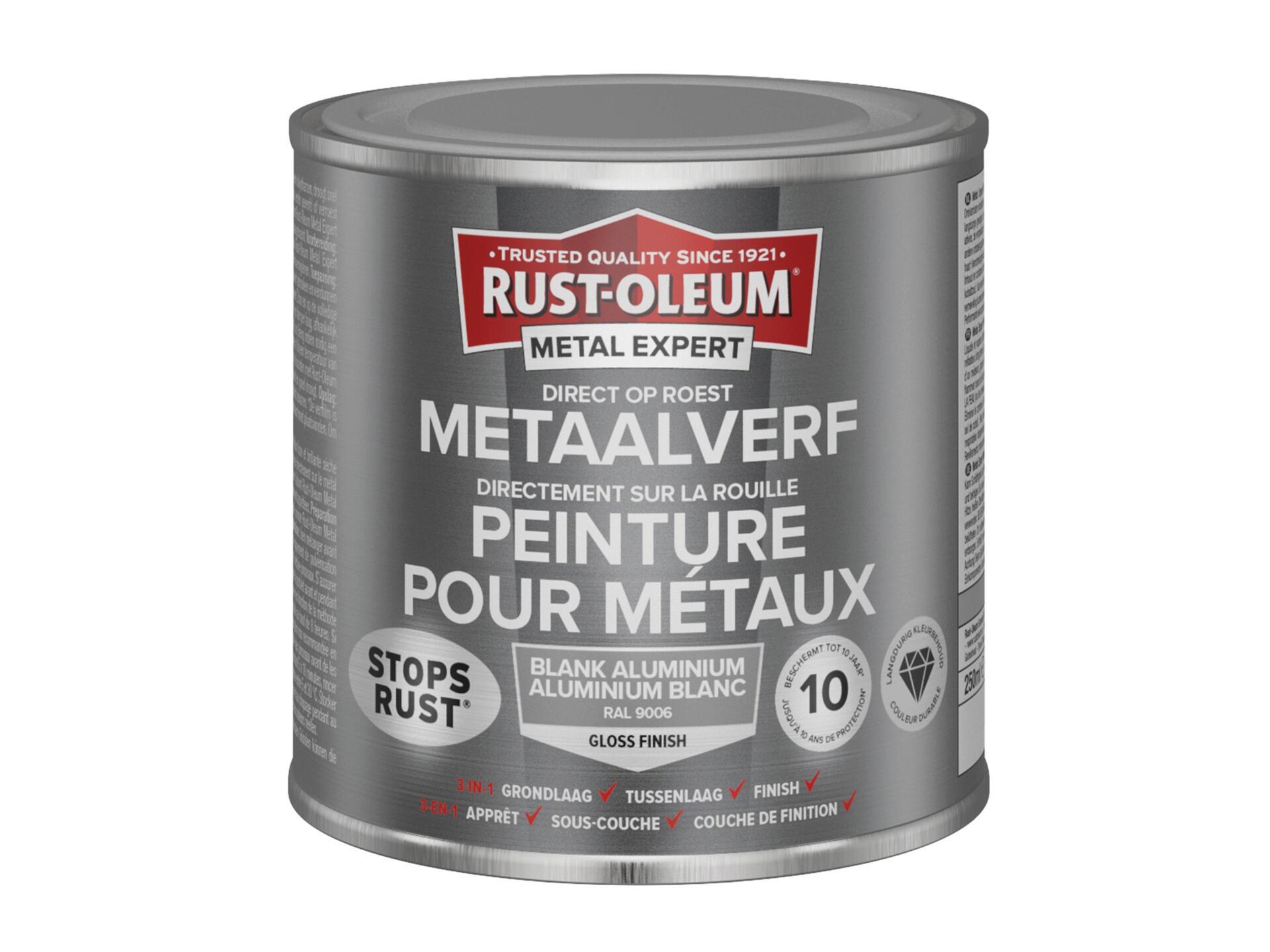 Rust-oleum Metal Expert peinture pour métaux brillant 250ml aluminium blanc