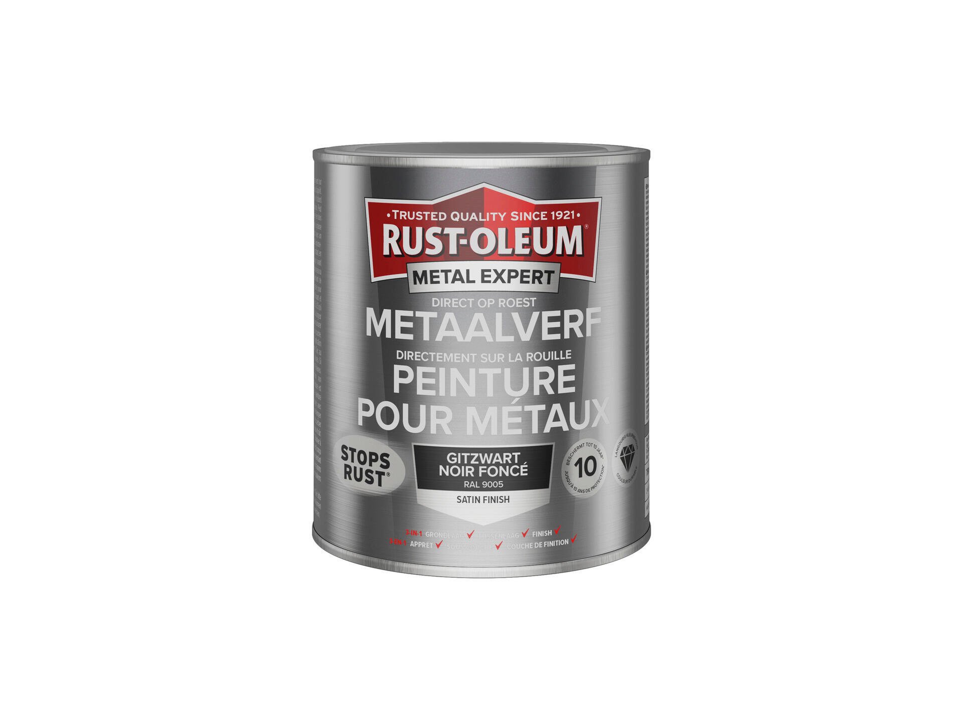 Rust-oleum Metal Expert peinture pour métaux satin 750ml noir foncé