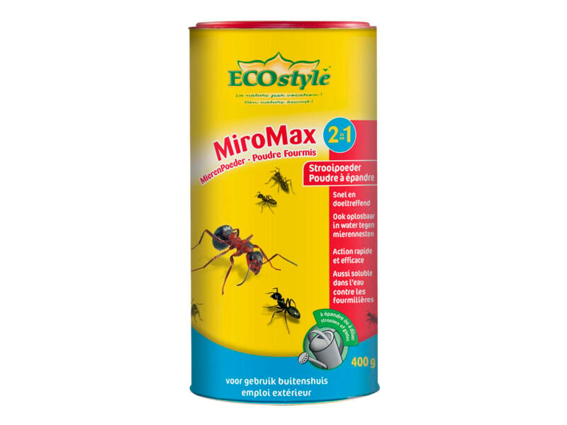 Ecostyle Miromax 2-en-1 poudre anti-fourmis 400g