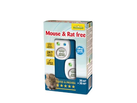 Ecostyle Mouse & Rat Free répulsif rats et souris à ultrasons 30m² + 30m² duopack 1