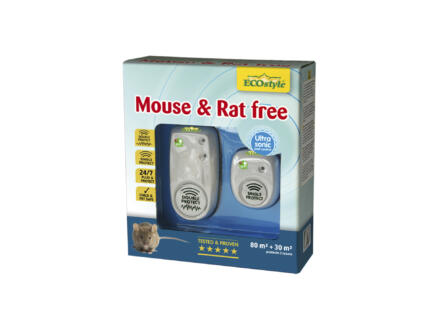 Ecostyle Mouse & Rat Free répulsif rats et souris à ultrasons 80m² + 30m² duopack 1