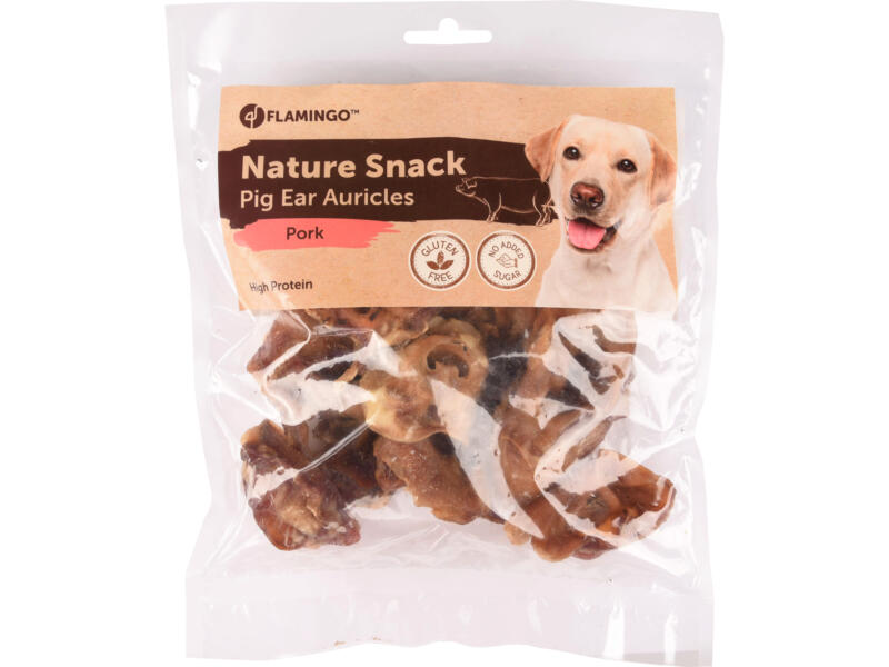 Flamingo Nature Snack Pig Ear Auricles snack chien porc 200g