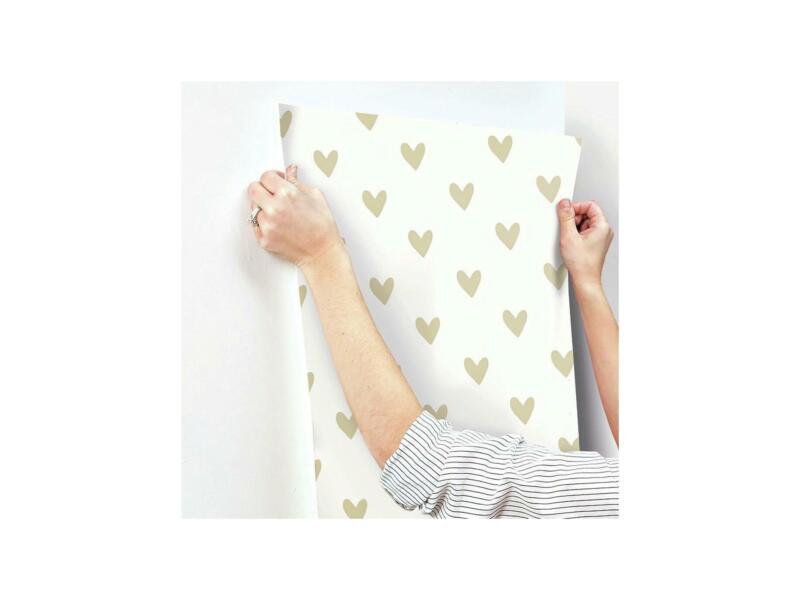 PS Decor Heart Spot papier peint adhésif 51,1cm x 5,03m coeurs dorés