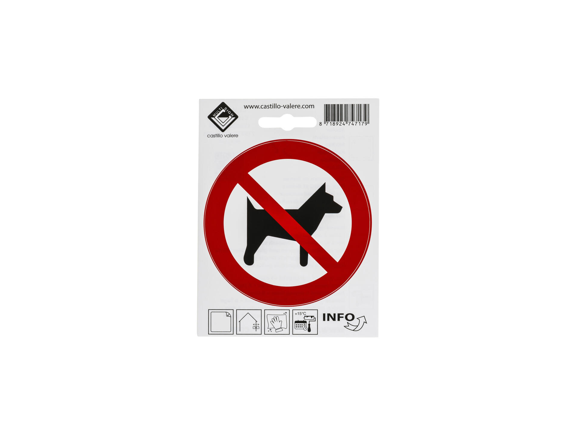 Pictogramme autocollant interdit aux chiens 10cm