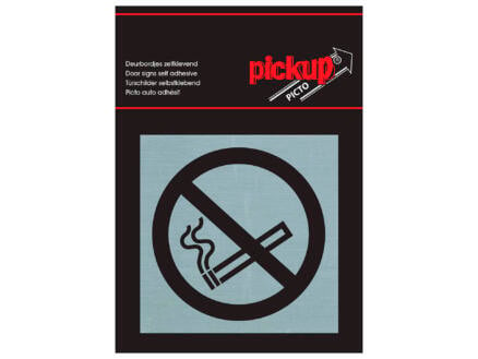Pictogramme autocollant interdit de fumer 8x8 cm aluminium look 1