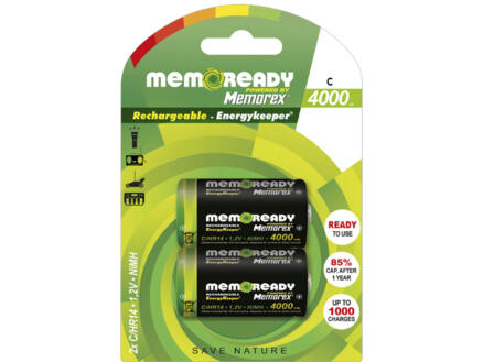 Memorex Pile rechargeable 2xR14/C 4000mAh 2 pièces 1
