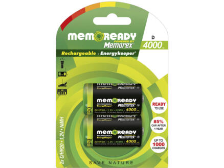 Memorex Pile rechargeable 2xR20/D 4000mAh 2 pièces 1
