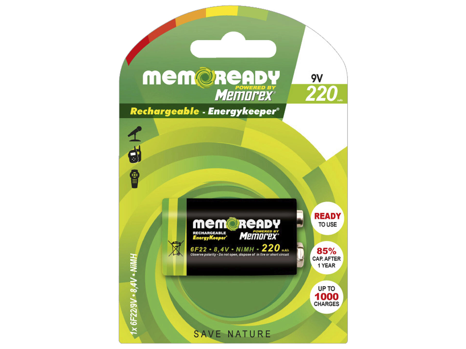 Memorex Pile rechargeable 6F22 (9V) 220mAh