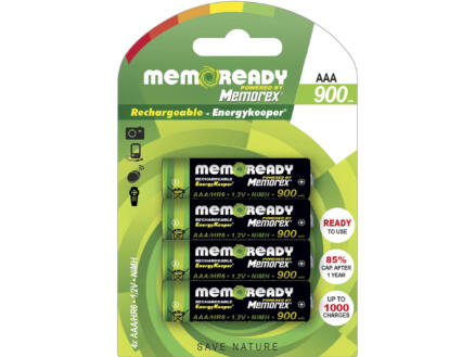 Memorex Pile rechargeable AAA 900mAh 4 pièces 1