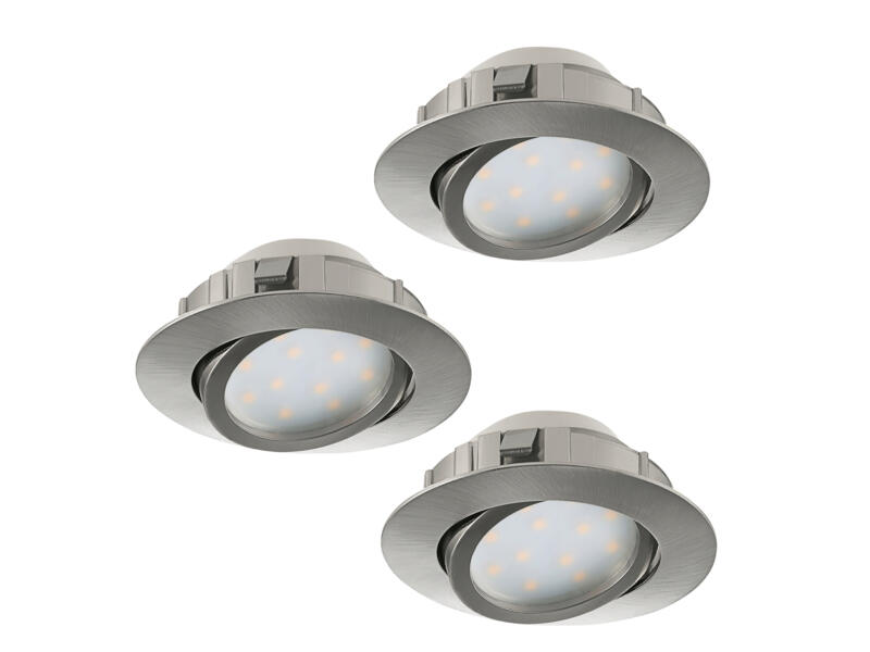 Eglo Pineda spot LED encastrable orientable dimmable 6W nickel mat 3 pièces