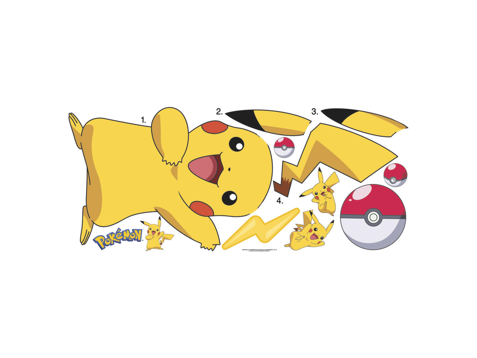 Pokemon Pikachu stickers muraux 9 pièces