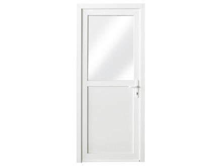 Porte extérieure semi-vitrée poussant gauche 218x96 cm PVC blanc 1