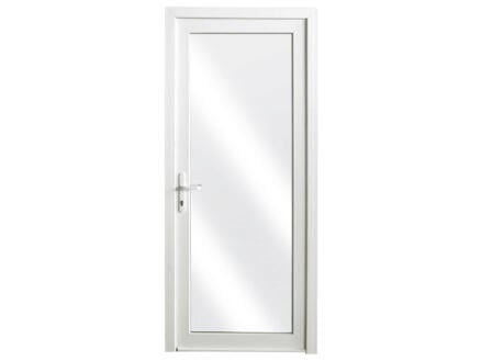 Porte extérieure vitrée poussant droit 218x96 cm PVC blanc 1