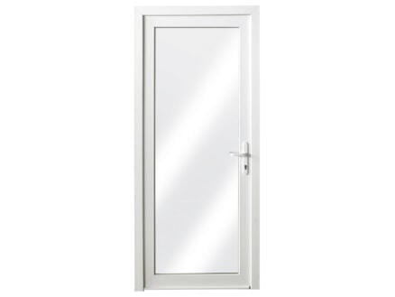 Porte extérieure vitrée poussant gauche 218x96 cm PVC blanc