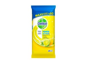 Dettol Power & Fresh lingettes de nettoyage citron et lime 80 pièces