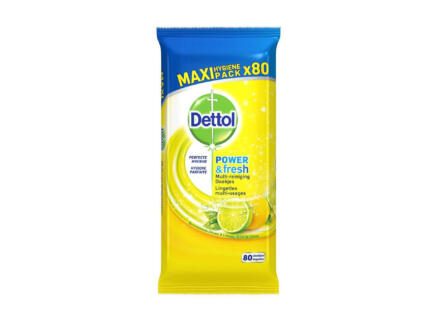 Dettol Power & Fresh lingettes de nettoyage citron et lime 80 pièces 1