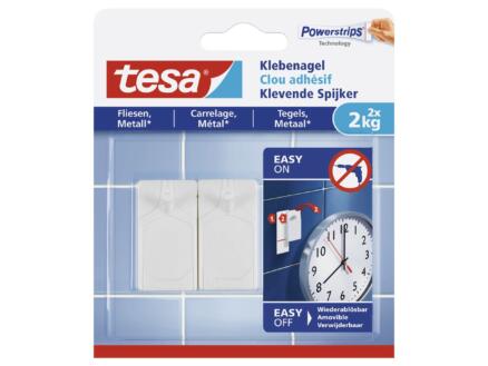 Tesa Powerstrips clou adhésif pour carrelage et métal 5cm 2kg blanc 2 pièces 1
