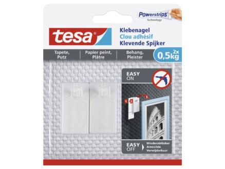 Tesa Powerstrips clou adhésif pour papier peint et plâtre 4,5cm 0,5kg blanc 2 pièces 1