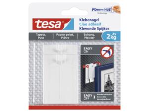 Tesa Powerstrips clou adhésif pour papier peint et plâtre 6,3cm 2kg blanc 2pièces