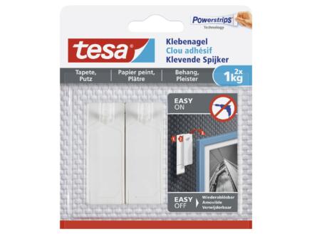 Tesa Powerstrips clou adhésif pour papier peint et plâtre 6cm 1kg blanc 2 pièces 1