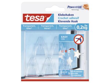 Tesa Powerstrips crochet adhésif pour matériaux transparents et verre 4cm 0,2kg transparent 5 pièces 1