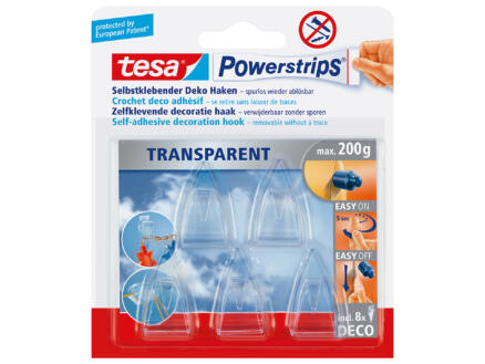 Tesa Powerstrips haak deco 4cm 0,2kg transparant 5 stuks 1