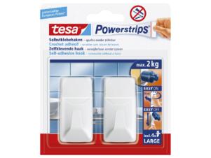 Tesa Powerstrips handdoekhaakje 7cm 2kg wit 2 stuks