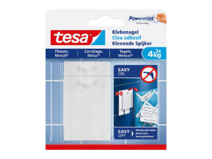 Tesa Powerstrips klevende spijker tegels en metaal 7,5cm 4kg wit 2 stuks 1