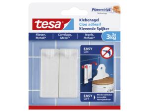 Tesa Powerstrips klevende spijker voor tegels en metaal 7,2cm 3kg wit 2 stuks