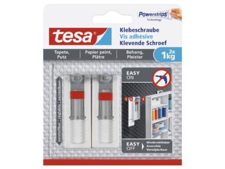 Tesa Powerstrips vis adhésif pour papier peint et plâtre 6,3cm 1kg blanc 2 pièces 1