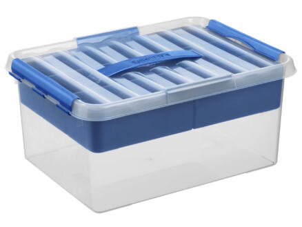 Sunware Q-line Multibox opbergbox 15l + tray transparant/blauw
