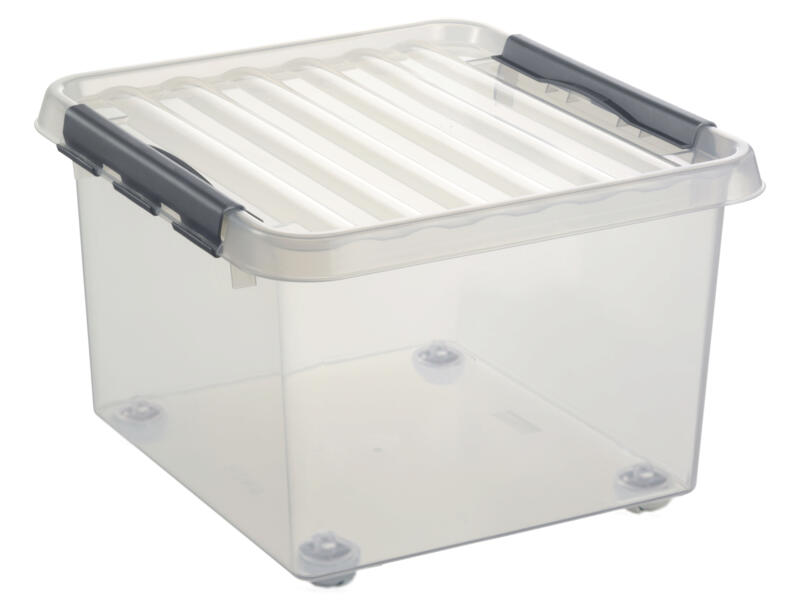 Sunware Q-line Rollerbox opbergbox 26l transparant-metallic