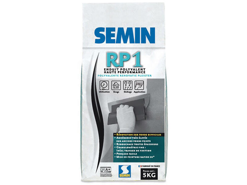 Semin RP1 enduit polyvalent pour rénovation 5kg | Hubo