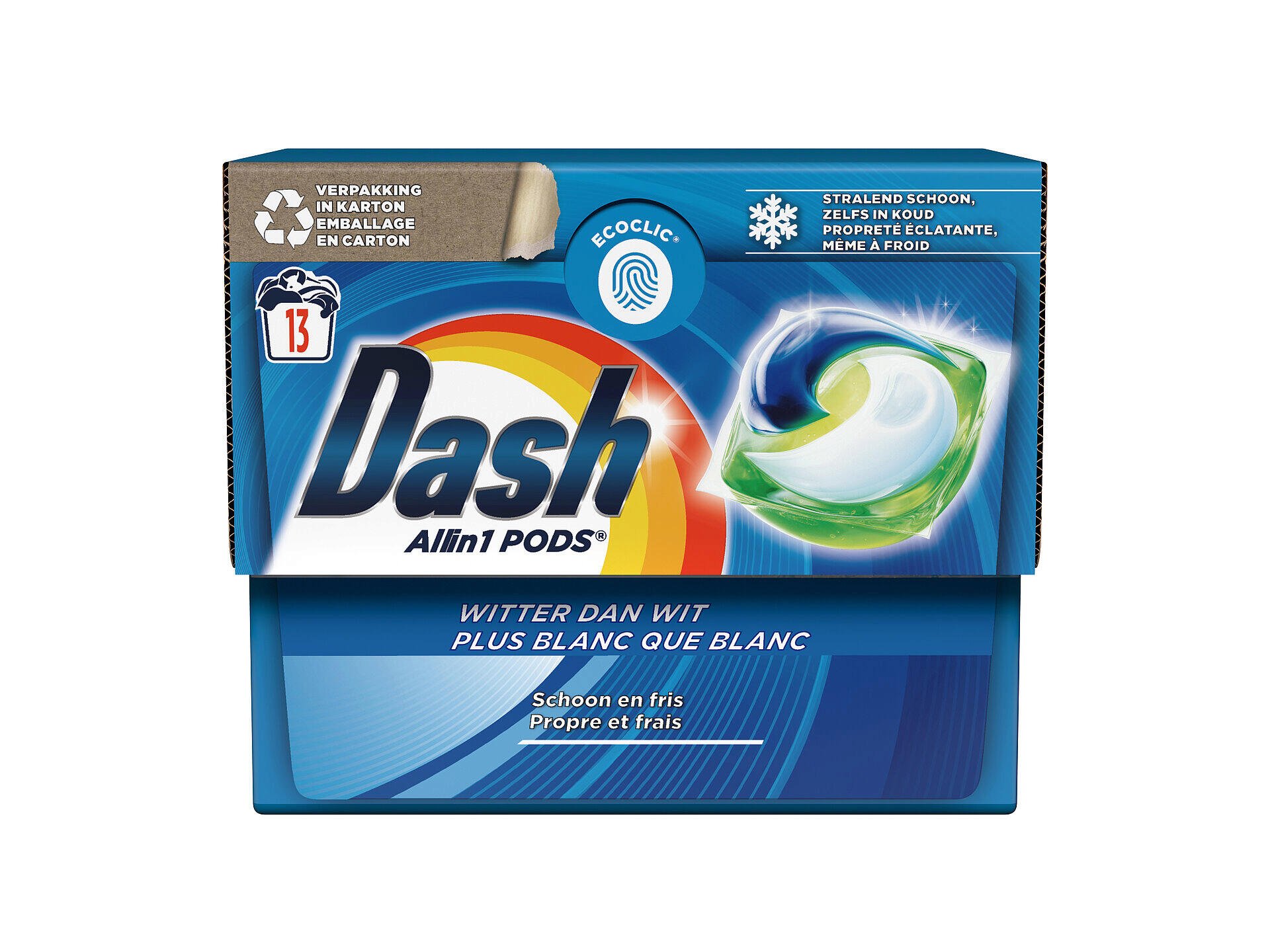 Dash Regular All-in-1 capsule lessive blanc 13 pièces