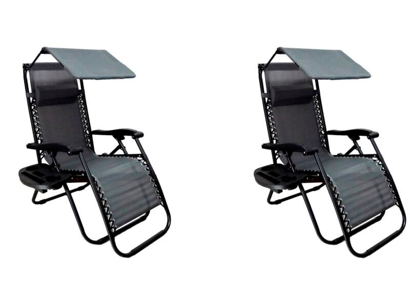Relax Chair Aldabra fauteuil relax de jardin noir 2 pièces
