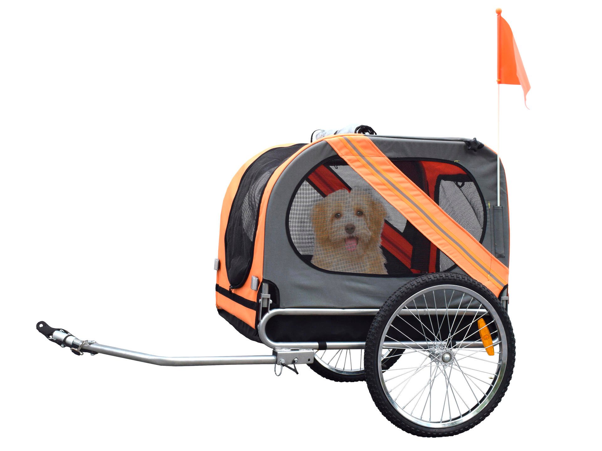 Remorque vélo pliante pour chien gris/orange